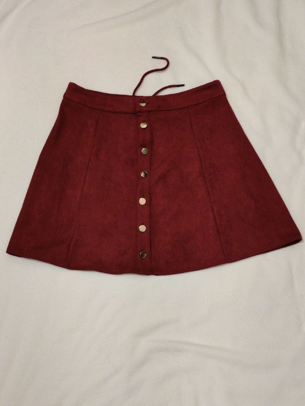 Button-Front Circle Skirt in Wine